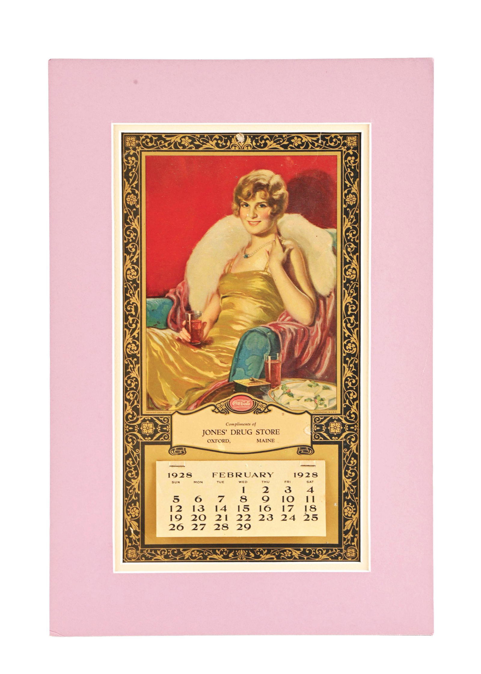1928 COCA-COLA DISTRIBUTOR CALENDAR. (1 of 2)