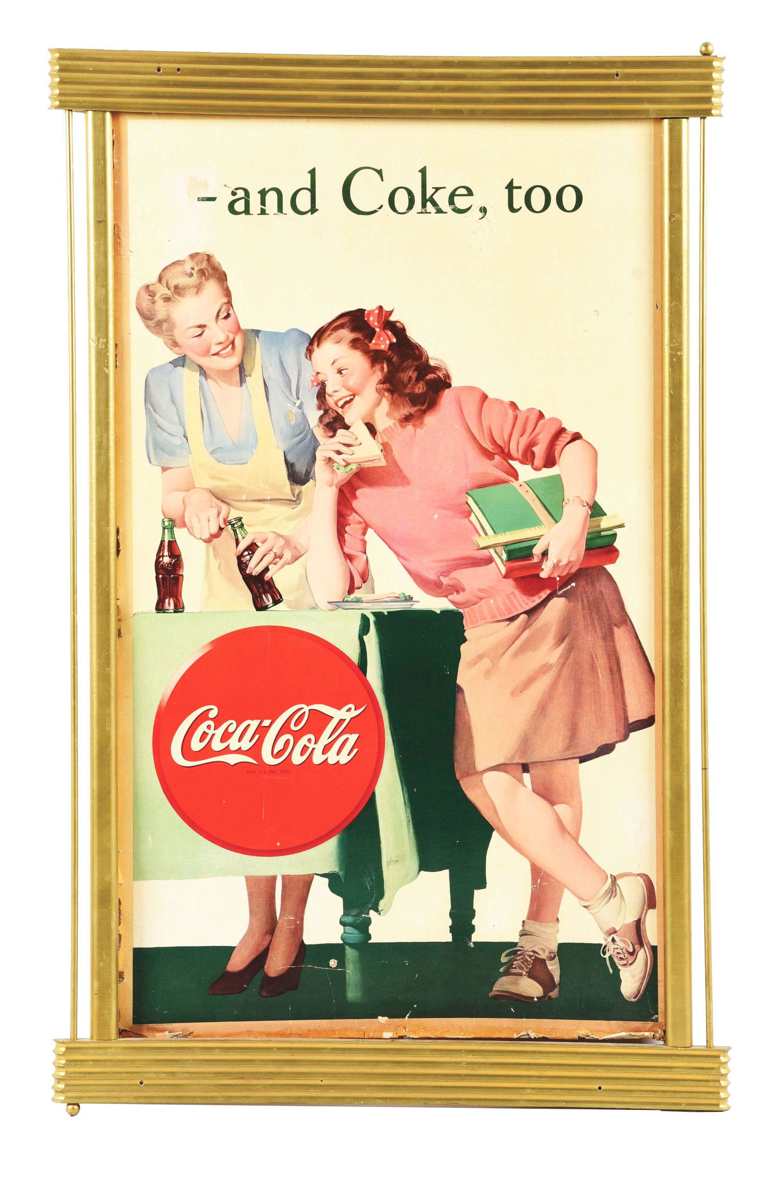COCA-COLA CARDBOARD LITHOGRAPH W/ KAY DISPLAYS FRAME. (1 of 4)