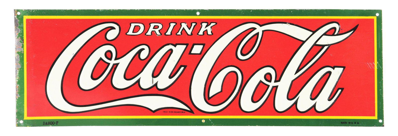 DRINK COCA-COLA SINGLE-SIDED EMBOSSED TIN STRIP SIGN. (1 of 4)