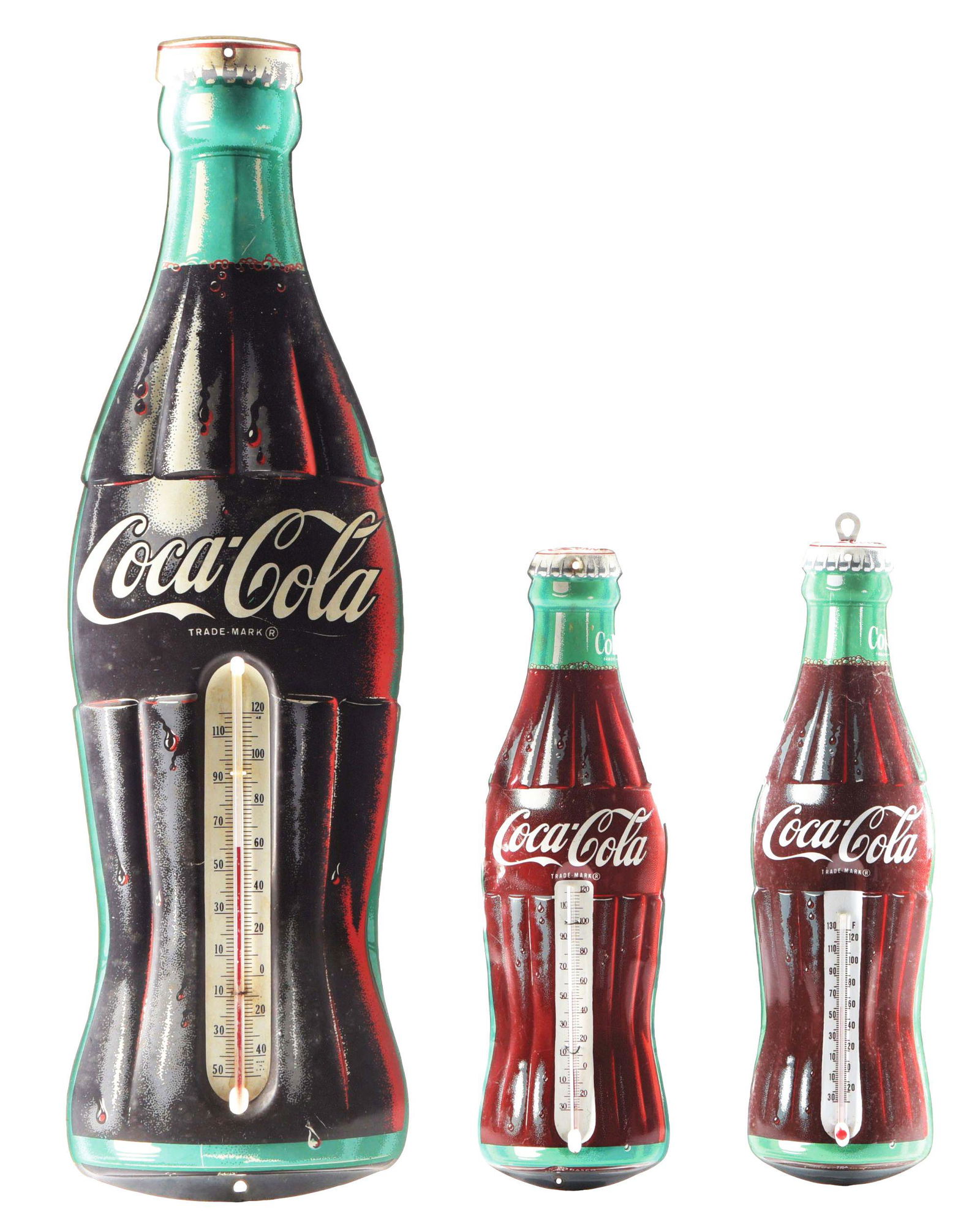 COLLECTION OF 3 COCA-COLA THERMOMETERS. (1 of 2)