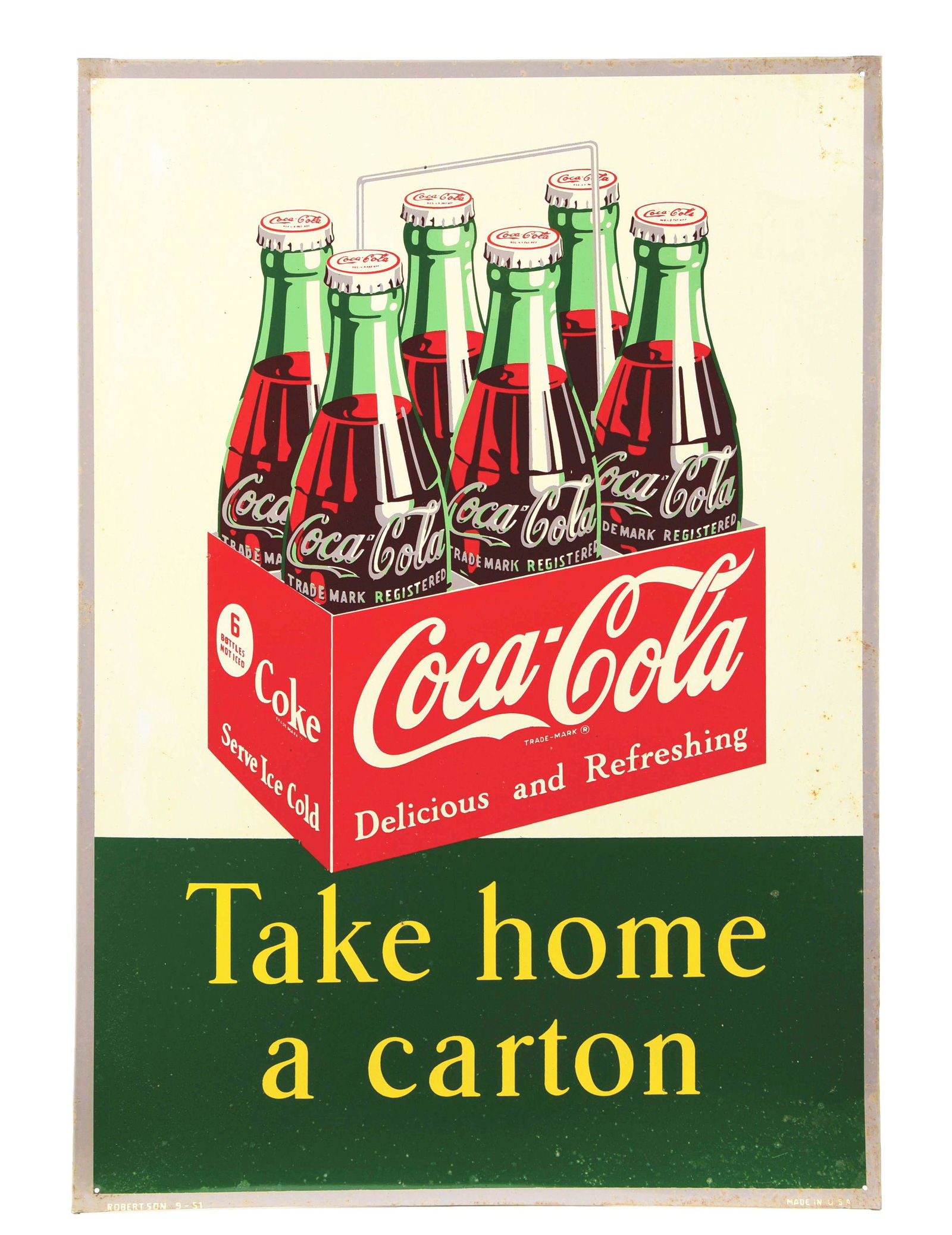 TAKE HOME A CARTON COCA-COLA SIX PACK SIGN. (1 of 4)