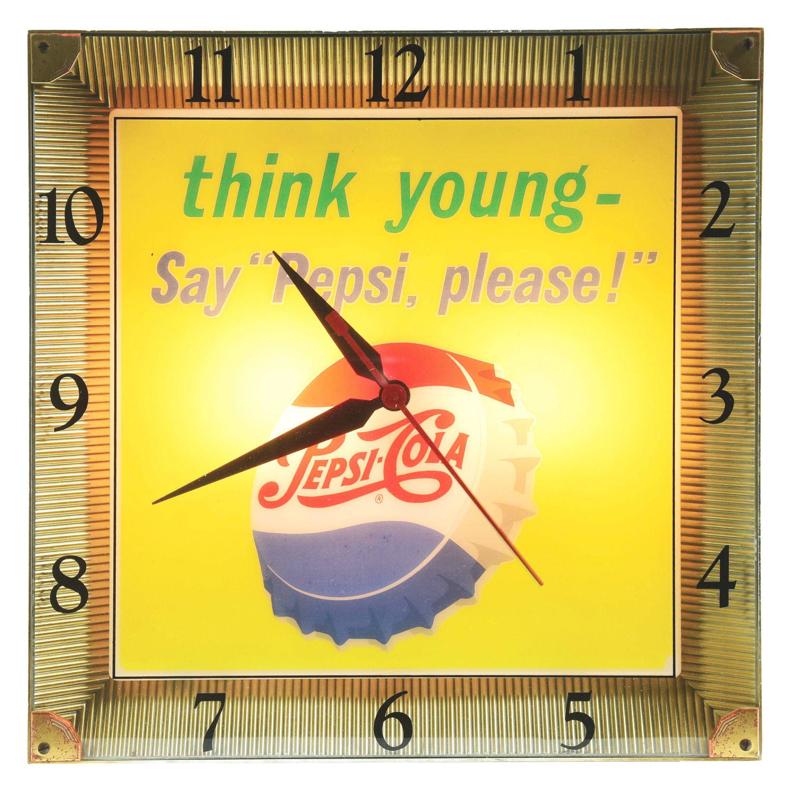 THINK YOUNG SAY PEPSI PLEASE LIGHT-UP CLOCK. (1 of 3)