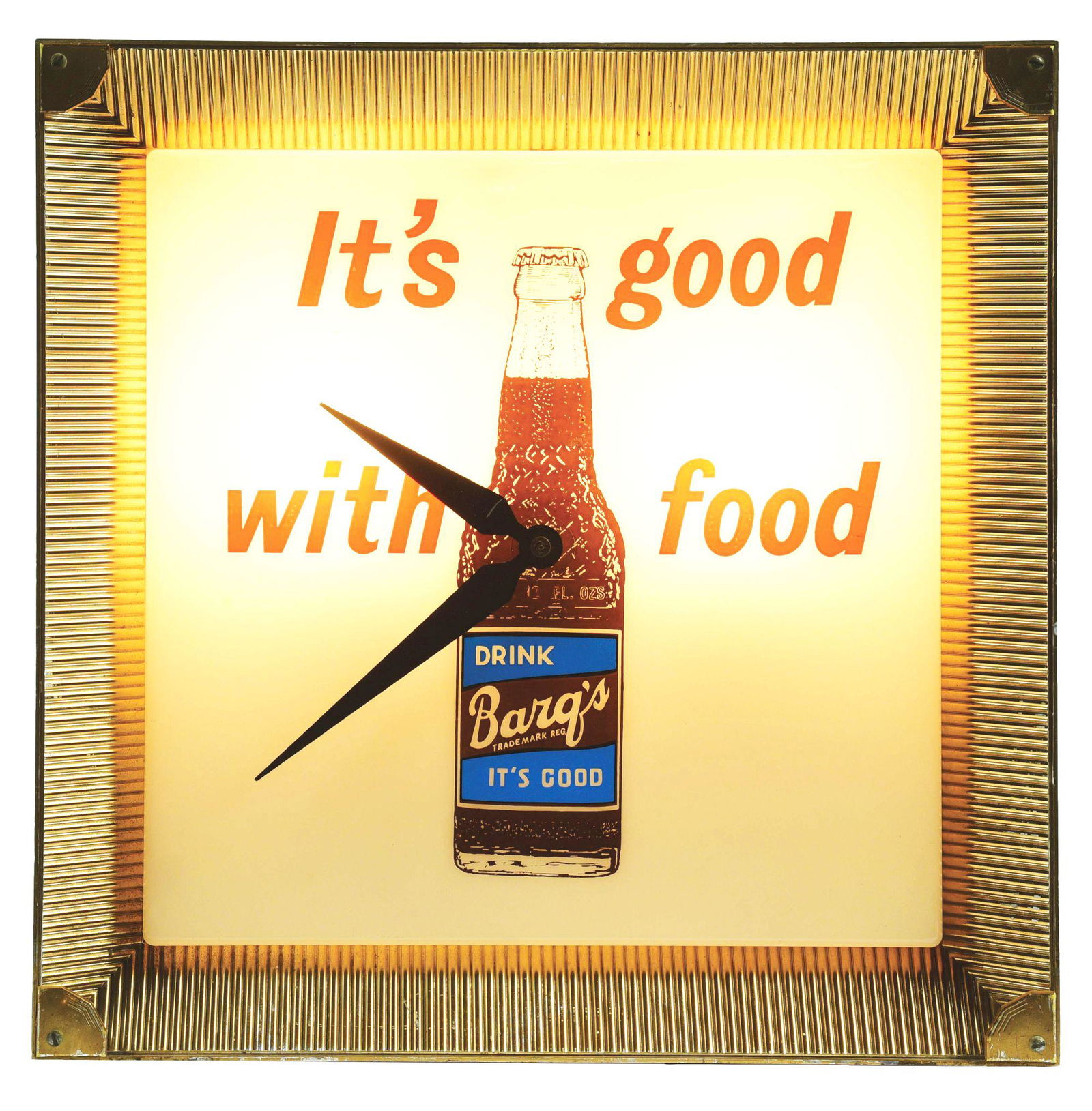 IT'S GOOD WITH FOOD DRINK BARQ'S LIGHT-UP CLOCK. (1 of 3)