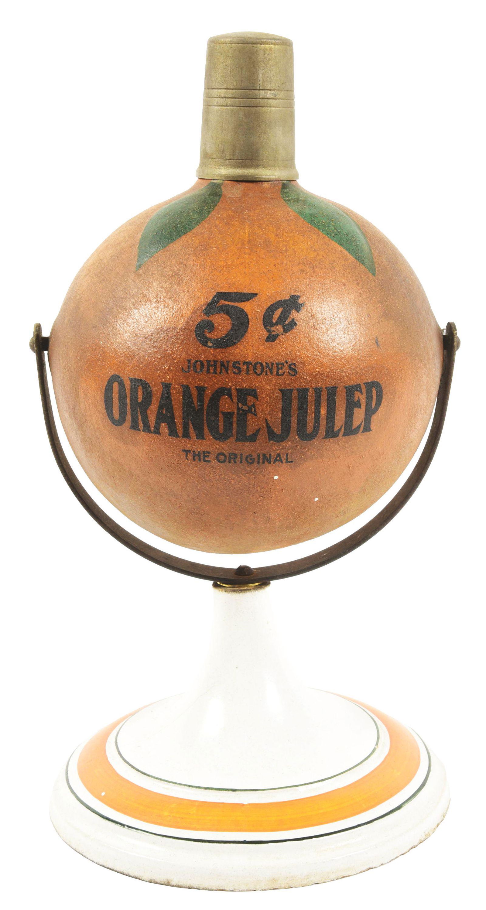 5¢ JOHNSTONE'S UNUSUAL & RARE FORM ORANGE JULEP DISPENSER. (1 of 6)
