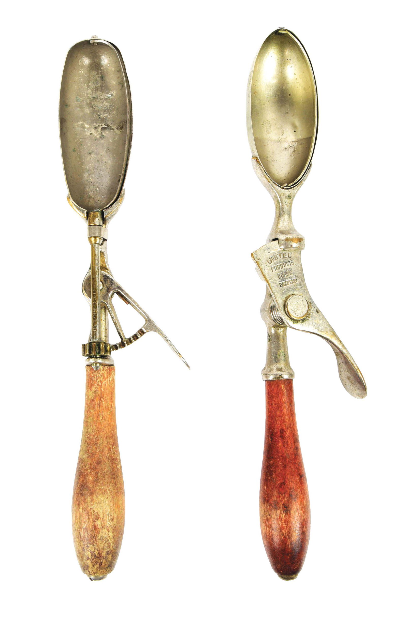 COLLECTION OF 2 EARLY 1900'S ICE CREAM SCOOPS. (1 of 3)