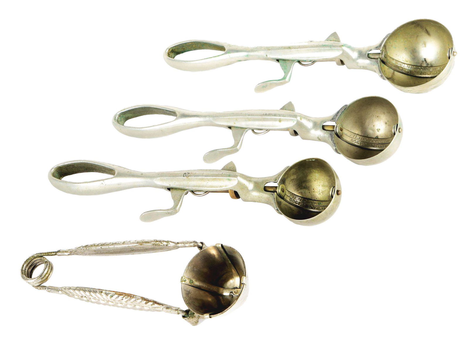 LOT OF 4: VARIOUS SMALL SCOOP ICE CREAM SCOOPS. (1 of 5)