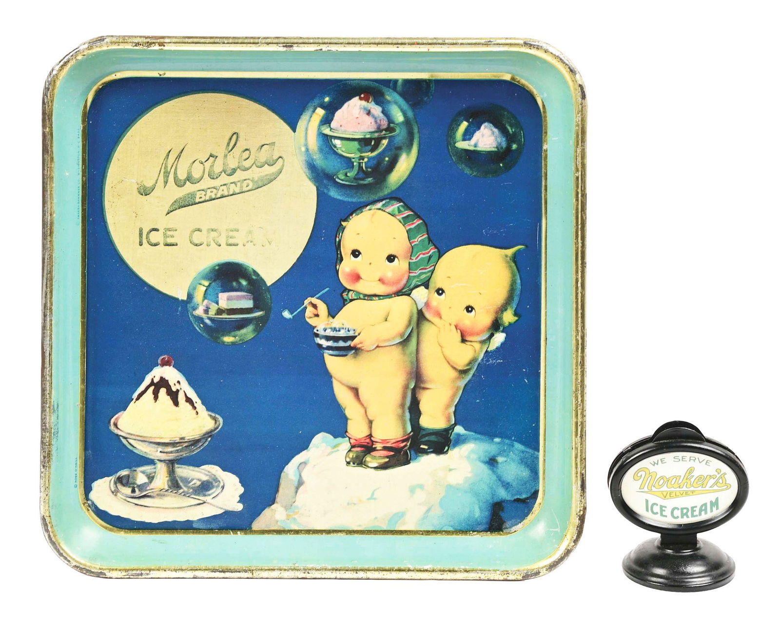 COLLECTION OF 2 EARLY ICE CREAM ADVERTISING PIECES. (1 of 2)