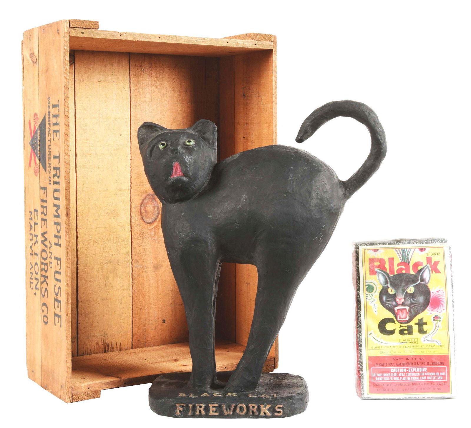 3 DIMENTIONAL BLACK CAT WITH CRATE FROM THE TRIUMPH FUSEE AND FIREWORKS CO. (1 of 6)