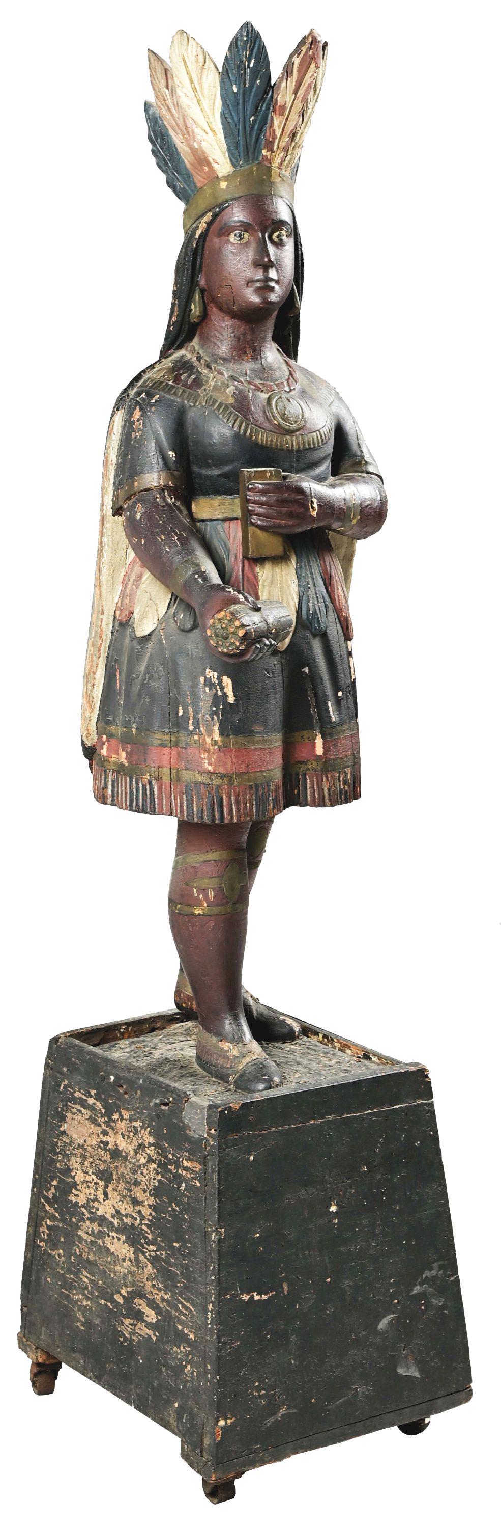 WONDERFUL C. 1880'S CIGAR STORE INDIAN MAIDEN. (1 of 5)