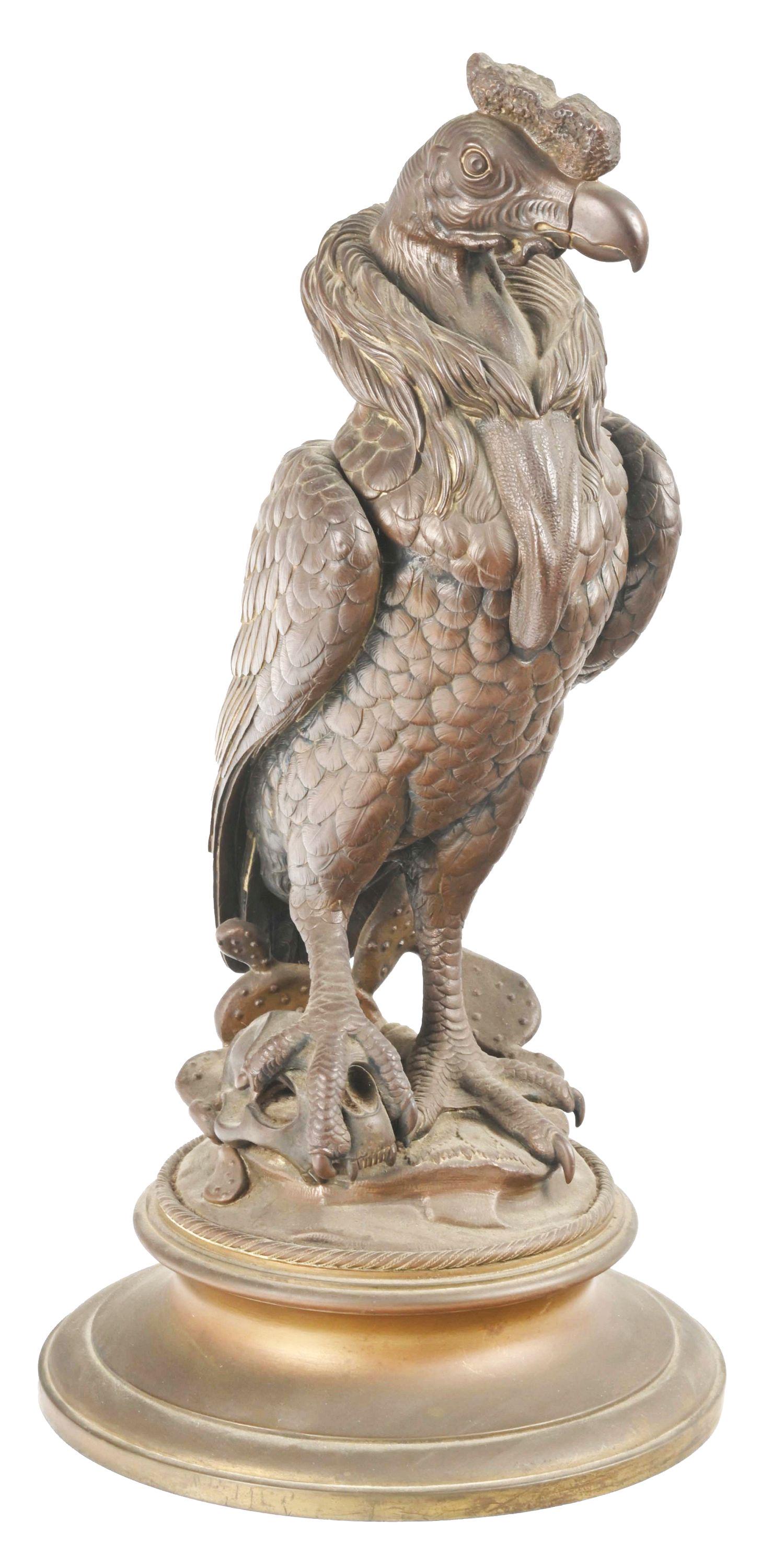IMPRESSIVE WHITE METAL VULTURE TOBACCO HUMIDOR. (1 of 5)