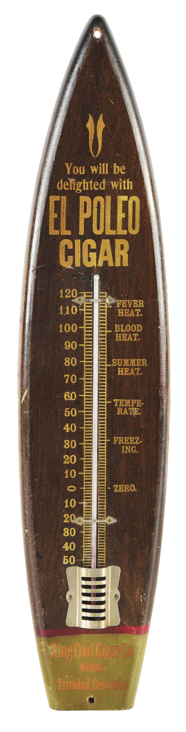 KING COAL CIGAR CO. WOODEN THERMOMETER. (1 of 3)