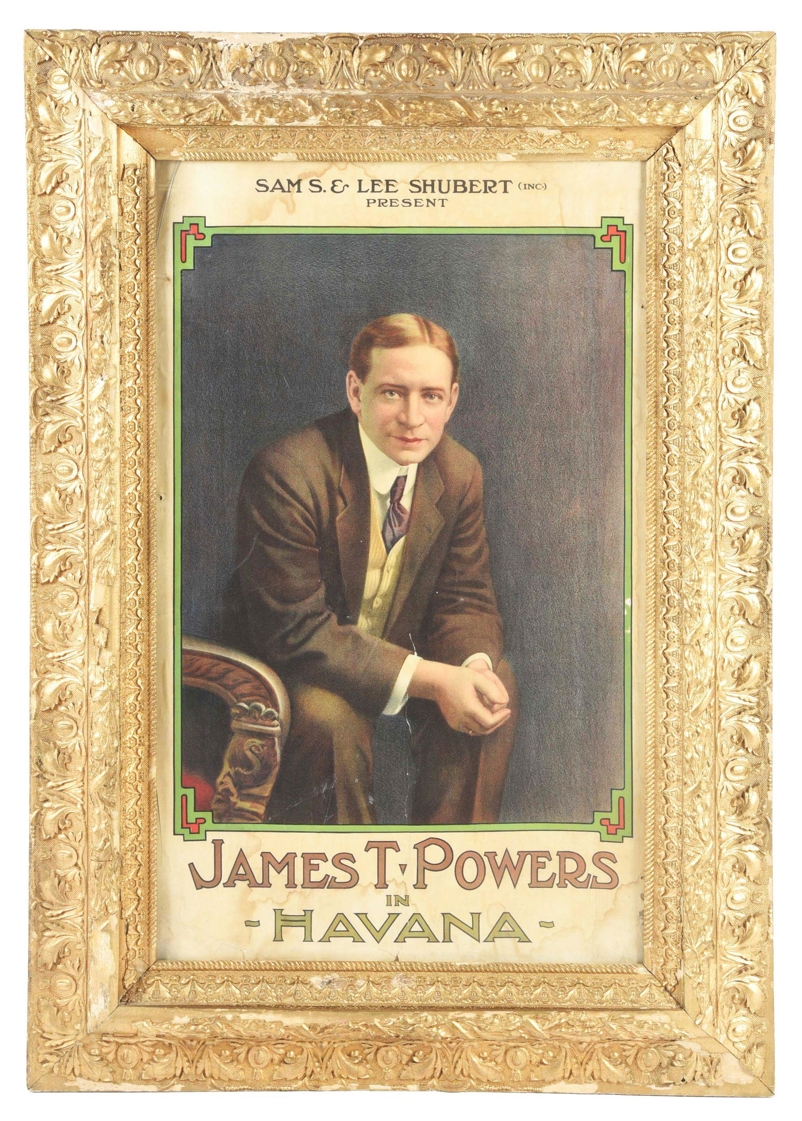 JAMES T. POWERS IN HAVANA FRAMED CIGAR ADVERTISEMENT. (1 of 2)