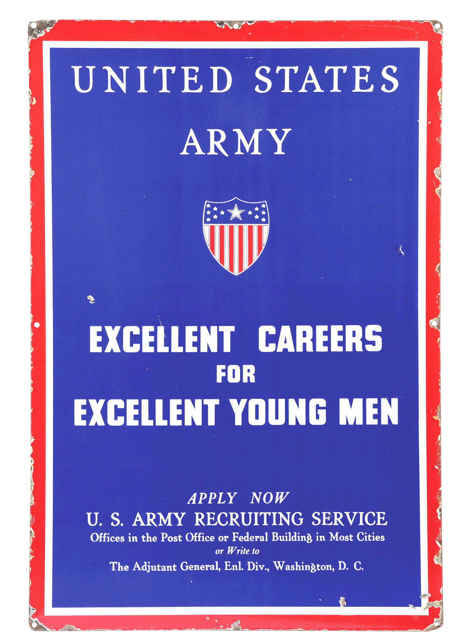 ARMY AIR CORPS DOUBLE-SIDED PORCELAIN SIGN W/ PLANE GRAPHIC. (1 of 2)