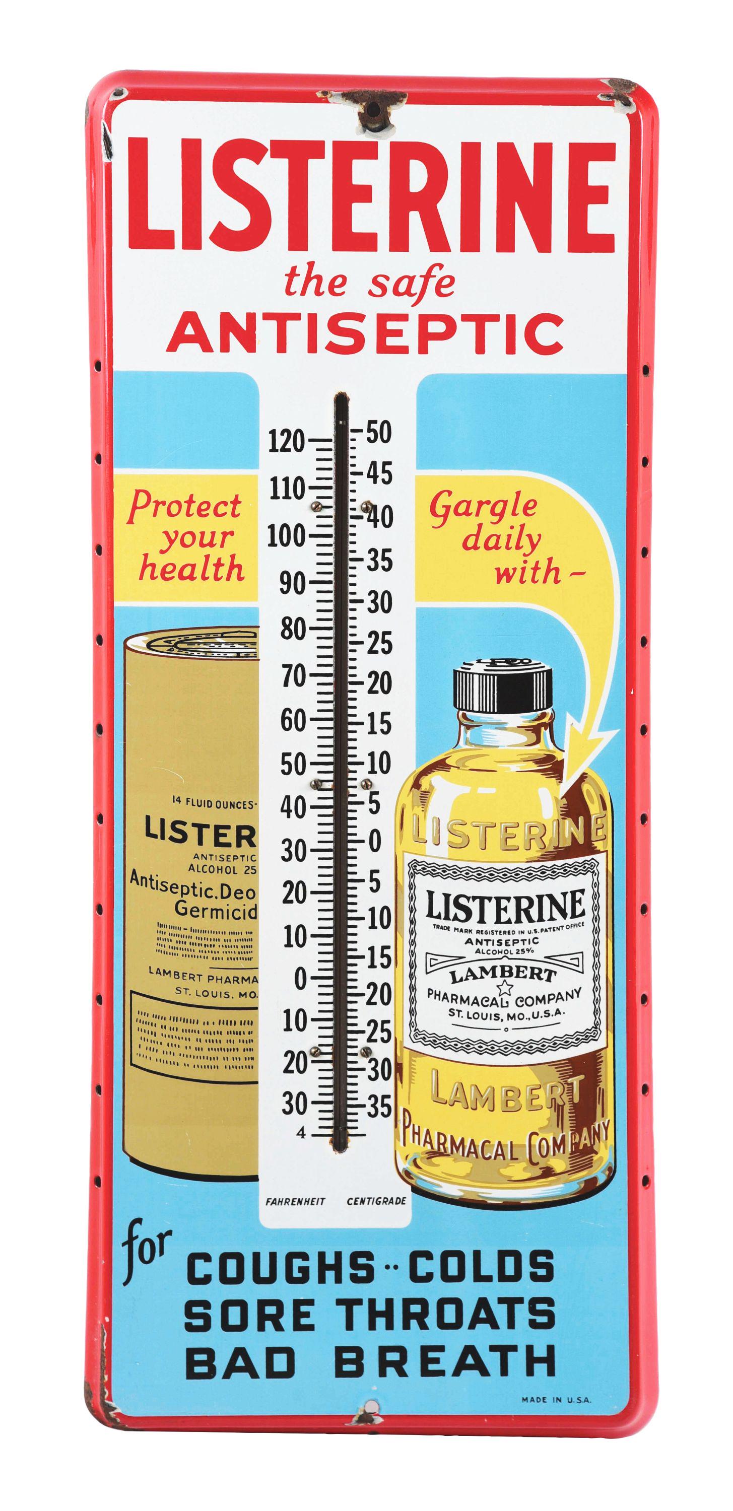 LISTERINE THE SAFE ANTISEPTIC PORCELAIN THERMOMETER. (1 of 3)