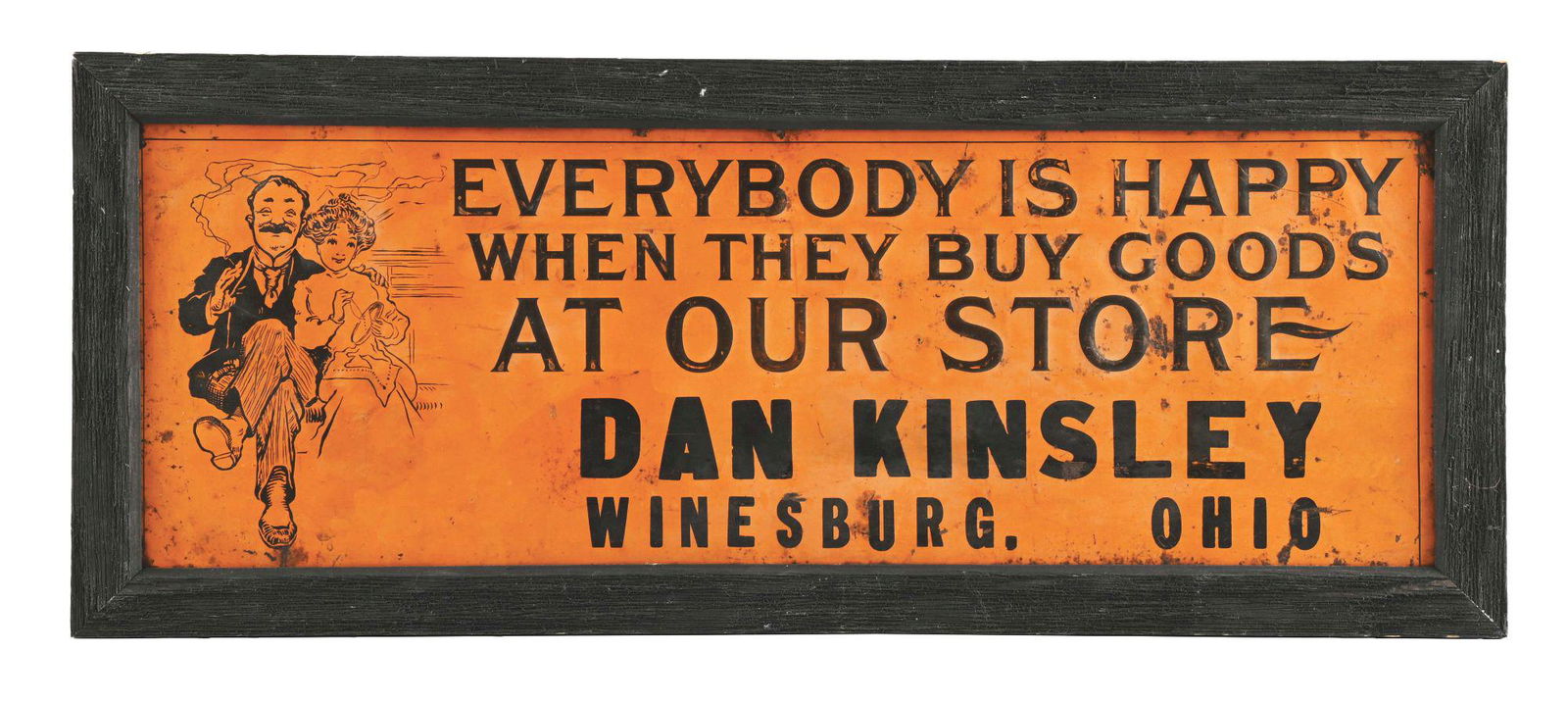 DAN KINSLEY FRAMED TIN SIGN. (1 of 2)