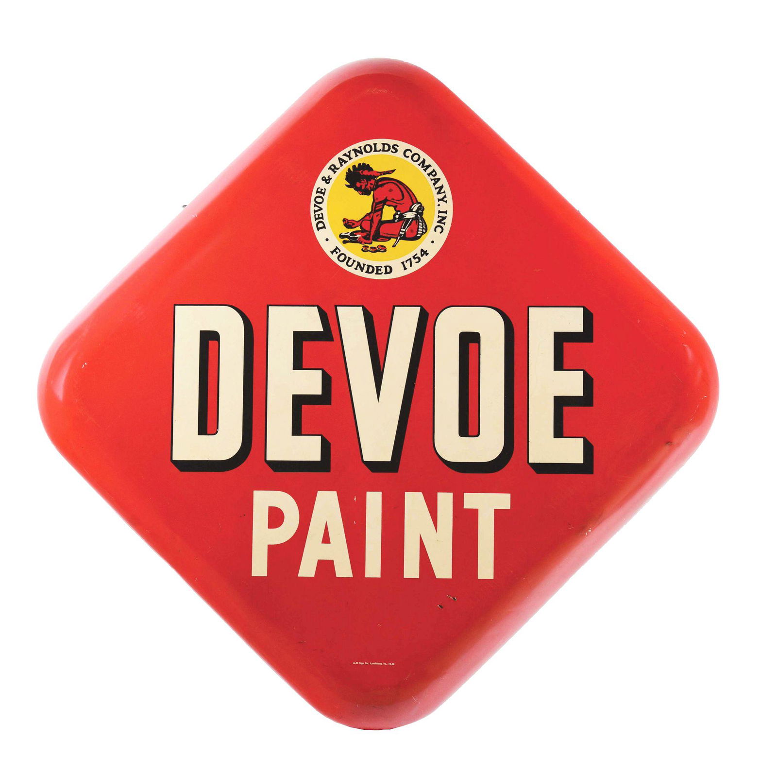 DEVOE PAINT TIN SIGN W/ NATIVE AMERICAN GRAPHIC. (1 of 3)