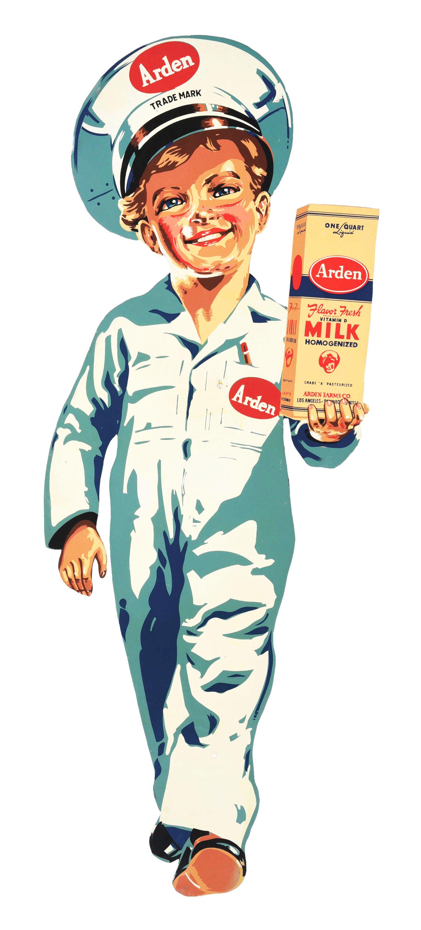 ARDEN FLAVOR DIE-CUT ALUMINUM SIGN W/ ARDEN BOY GRAPHIC. (1 of 2)