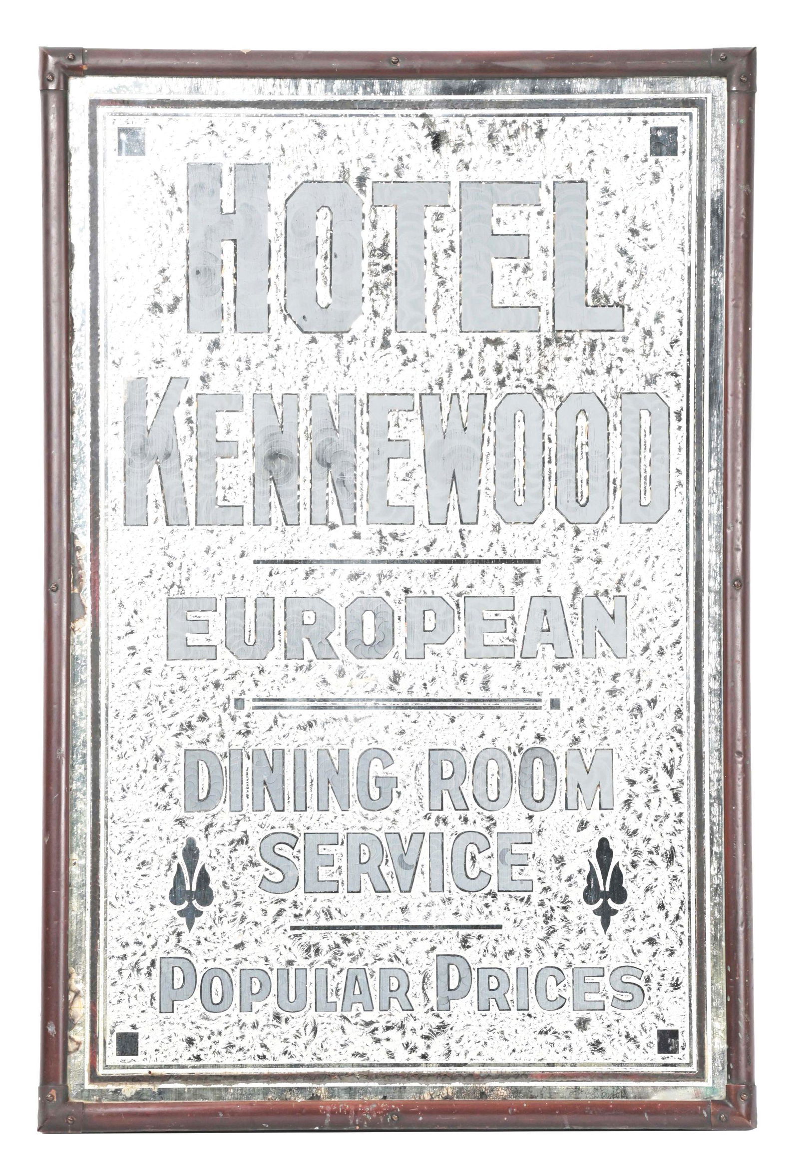 HOTEL KENNEWOOD FRAMED REVERSE GLASS SIGN. (1 of 2)