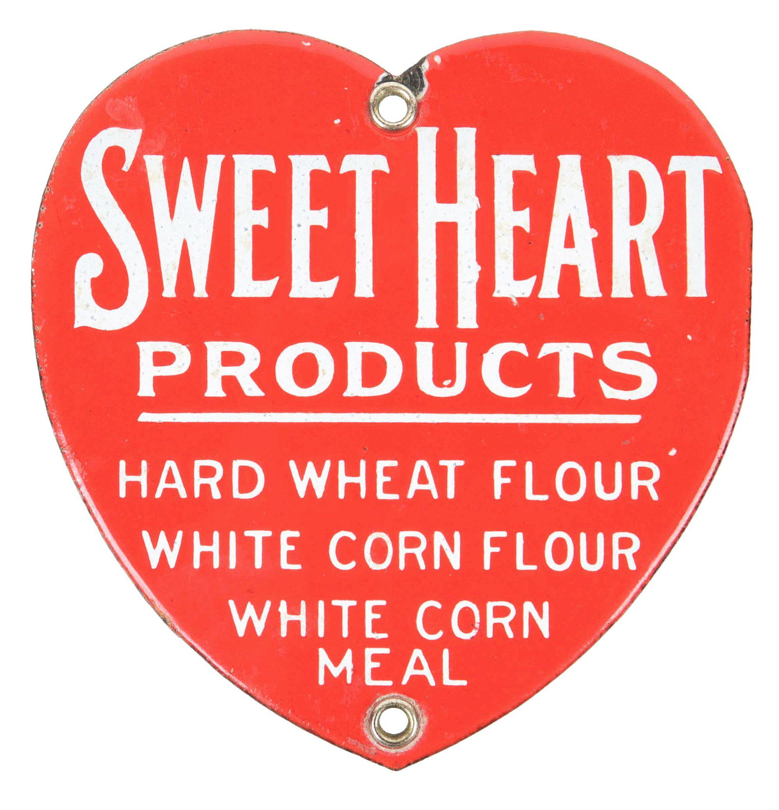 SWEET HEART PRODUCTS DIE-CUT PORCELAIN SIGN W/ HEART GRAPHIC. (1 of 2)