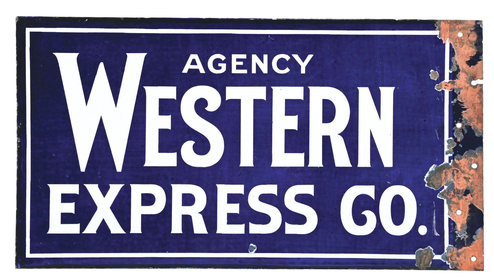 WESTERN EXPRESS CO. AGENCY DOUBLE-SIDED PORCELAIN FLANGE SIGN. (1 of 2)