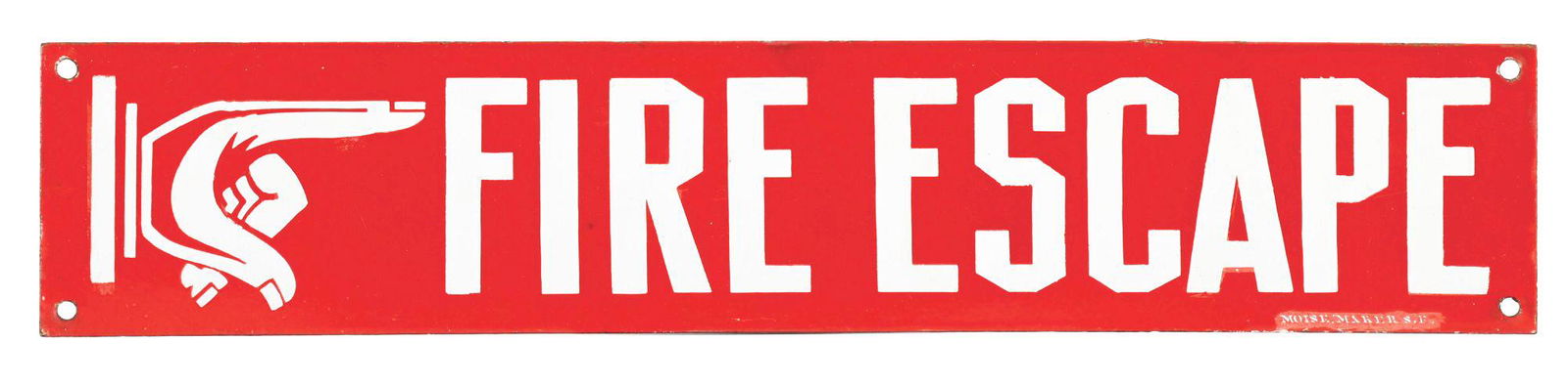 INDUSTRIAL FIRE ESCAPE DIRECTIONAL PORCELAIN SIGN W/ POINTING FINGER GRAPHIC (1 of 3)