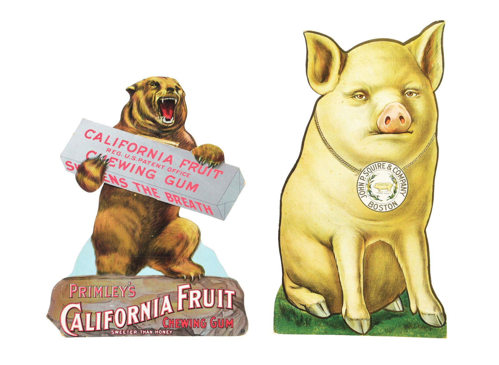 COLLECTION OF 2 EARLY 1900'S CARDBOARD LITHOGRAPHED EASEL BACKS W/ ANIMAL GRAPHICS. (1 of 2)