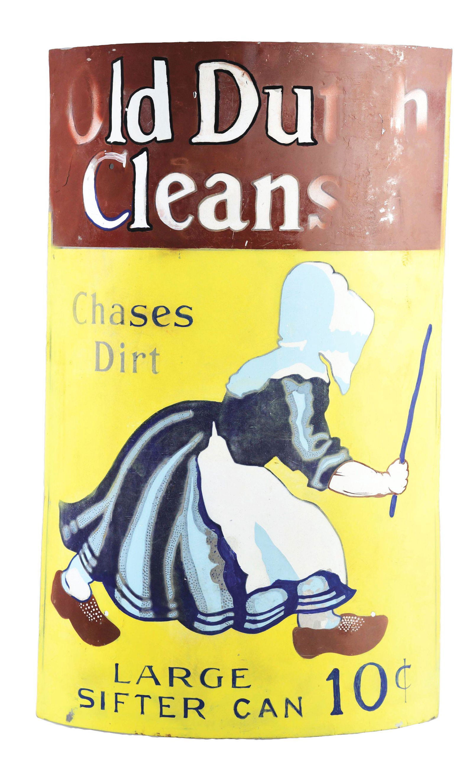 OLD DUTCH CLEANSER CURVED PORCELAIN SIGN W/ OLD DUTCH WOMAN GRAPHIC. (1 of 2)