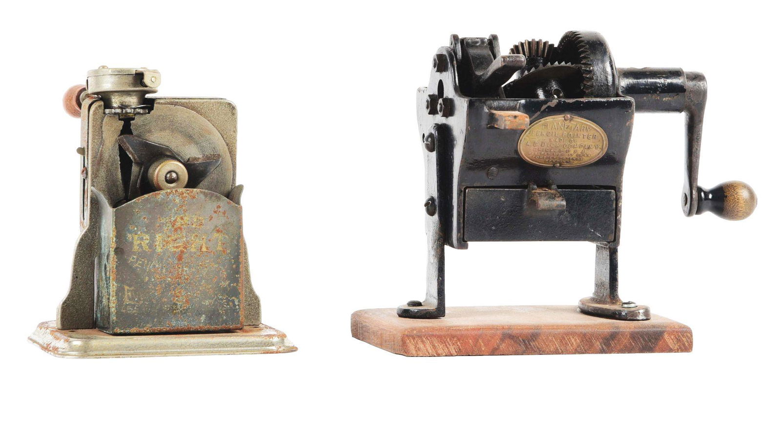 LOT OF 2: EVERETT "THE RIGHT" AND A. B. DICK "PLANETARY" PENCIL SHARPENERS. (1 of 4)