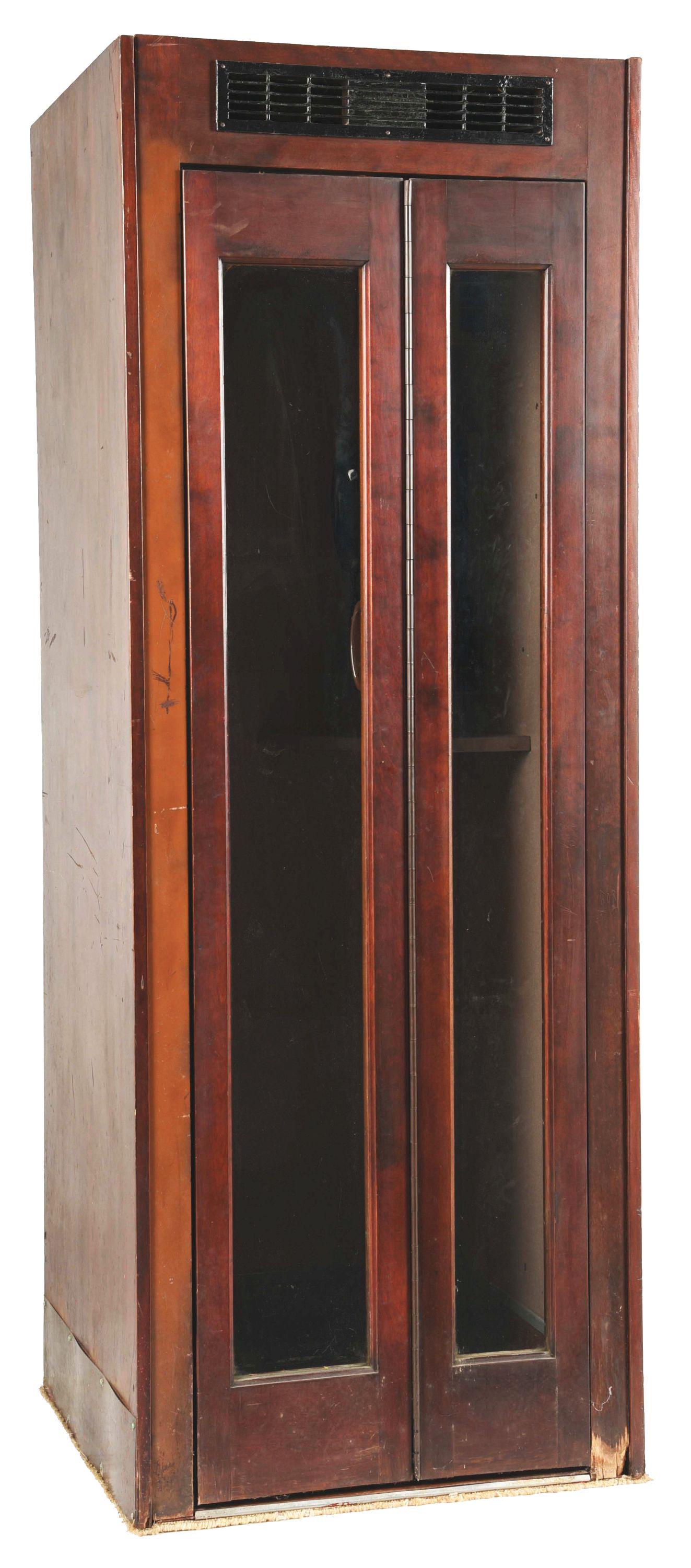 WOODEN TELEPHONE BOOTH WITH TELEPHONE. (1 of 9)