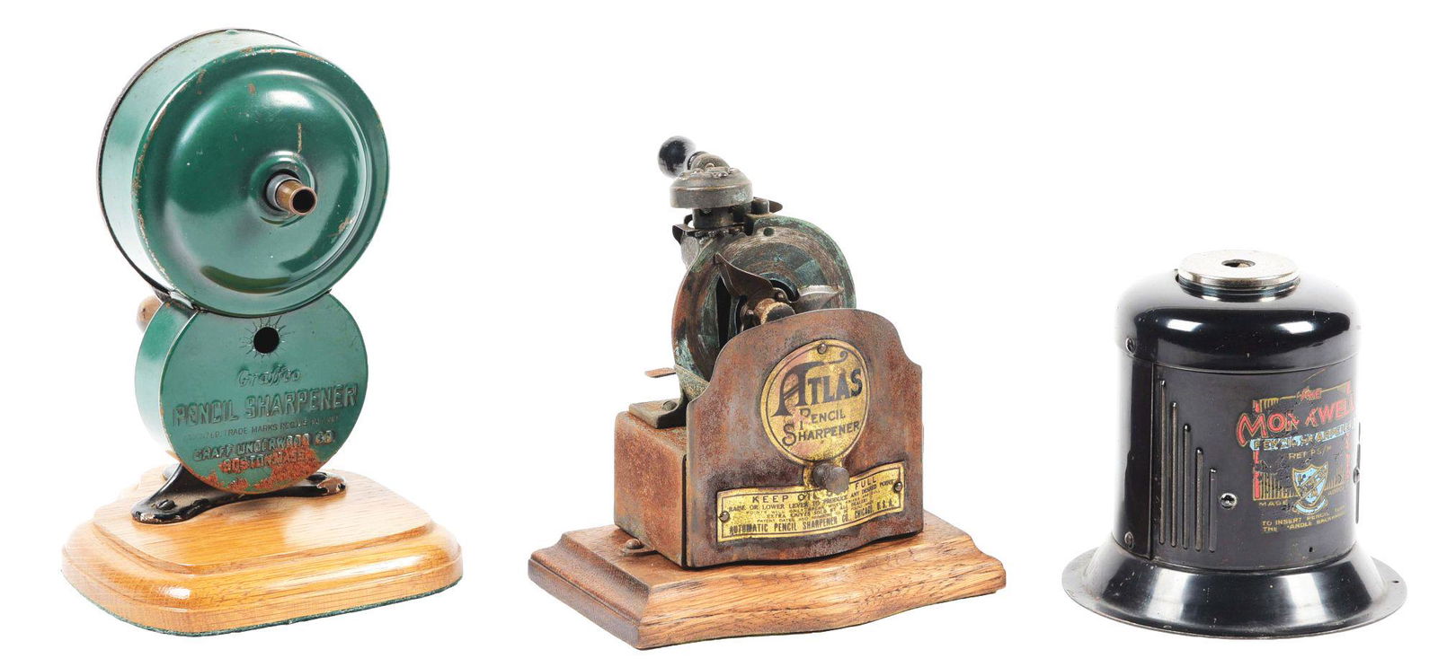 LOT OF 3: MONKWELL, ATLAS, AND GRAFFCO PENCIL SHARPENERS. (1 of 4)