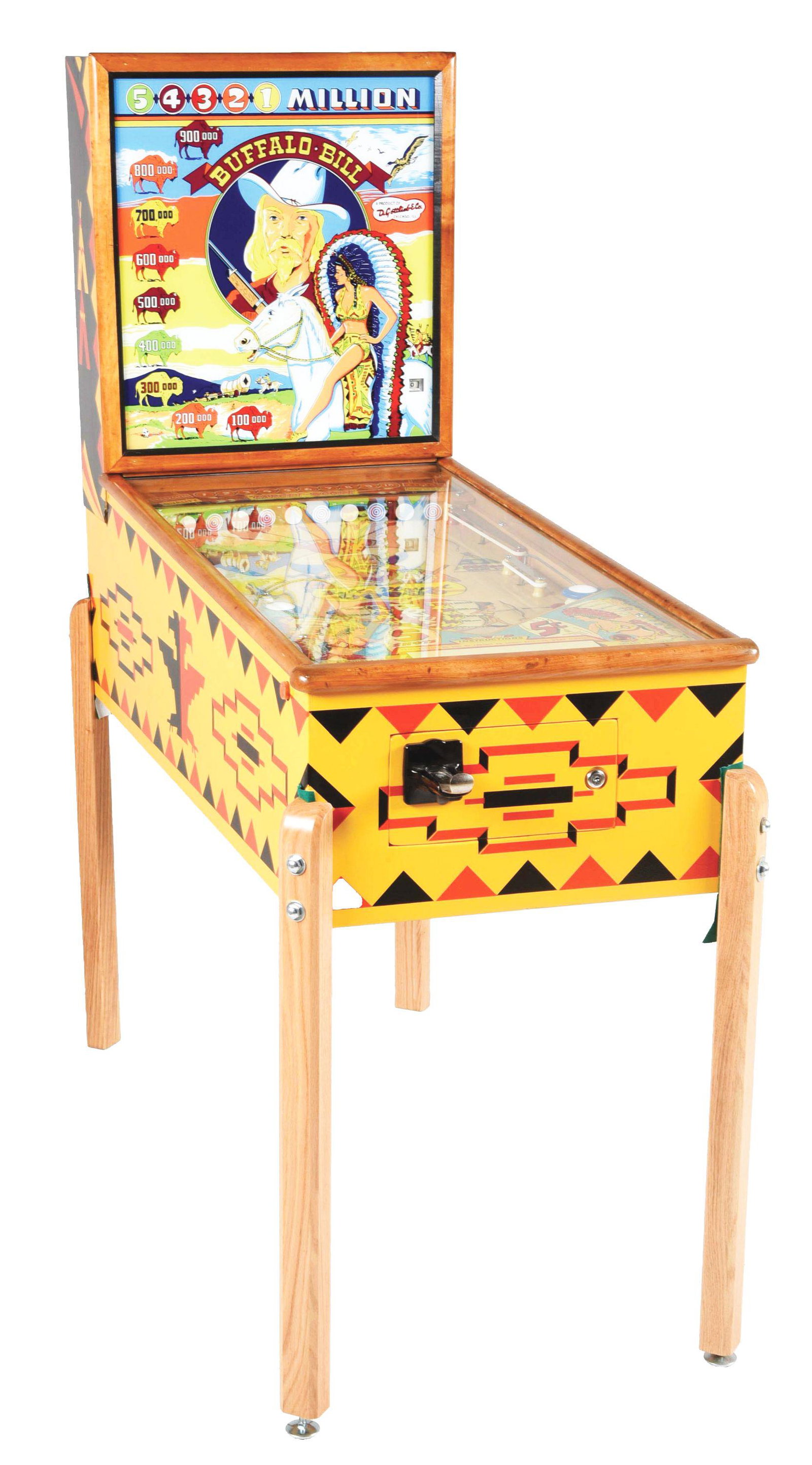 5¢ GOTTLIEB BUFFALO BILL PINBALL ARCADE GAME. (1 of 7)