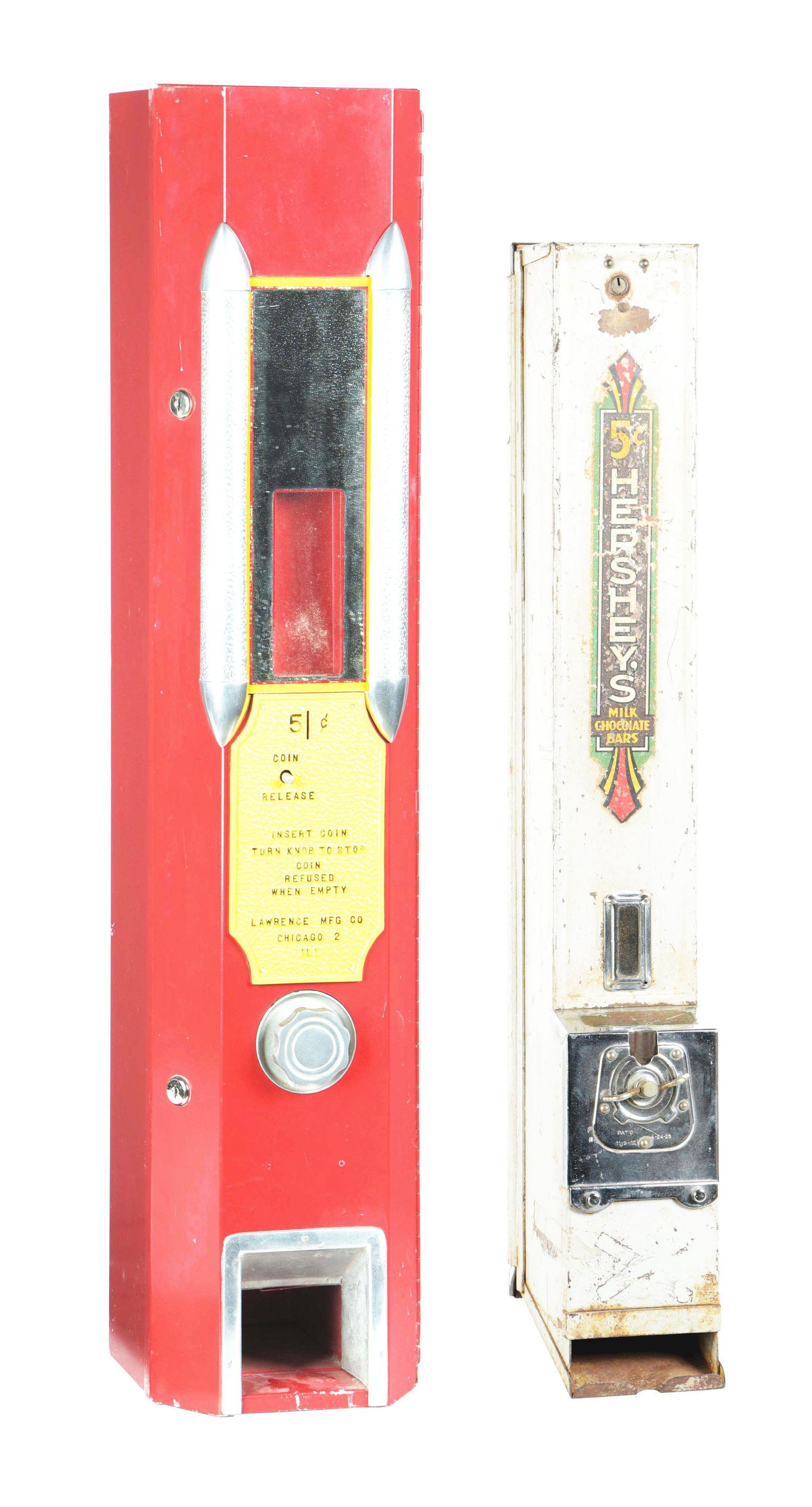 LOT OF 2: LAWRENCE MFG. CO. AND HERSHEY'S CHOCOLATE VENDING MACHINES. (1 of 9)