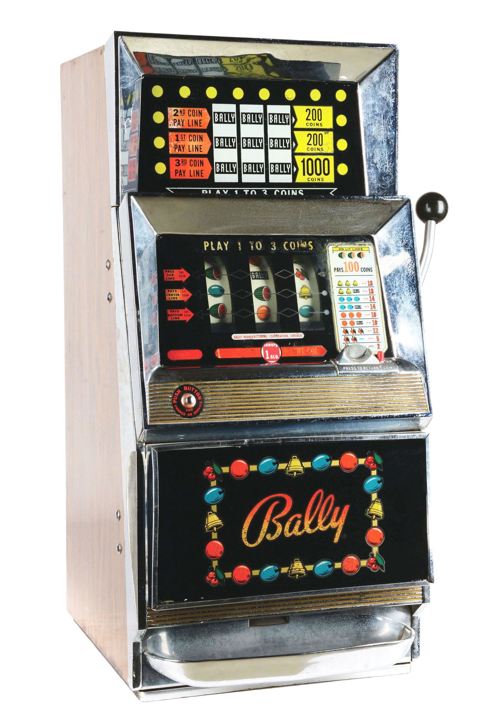 BALLY ELECTROMECHANICAL SLOT MACHINE. (1 of 6)