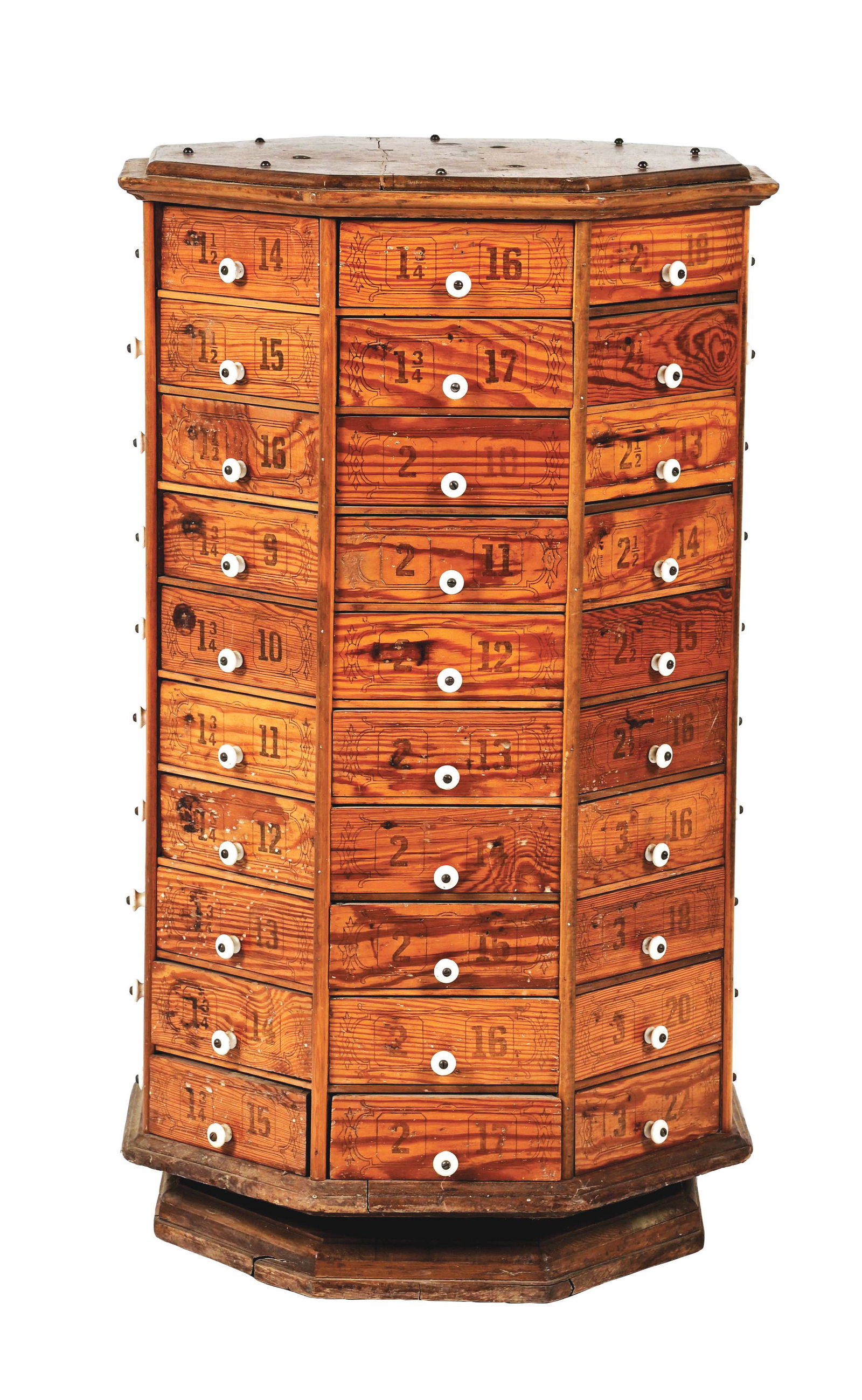 COUNTER VERSION PINE REVOLVING BOLT CABINET. (1 of 2)