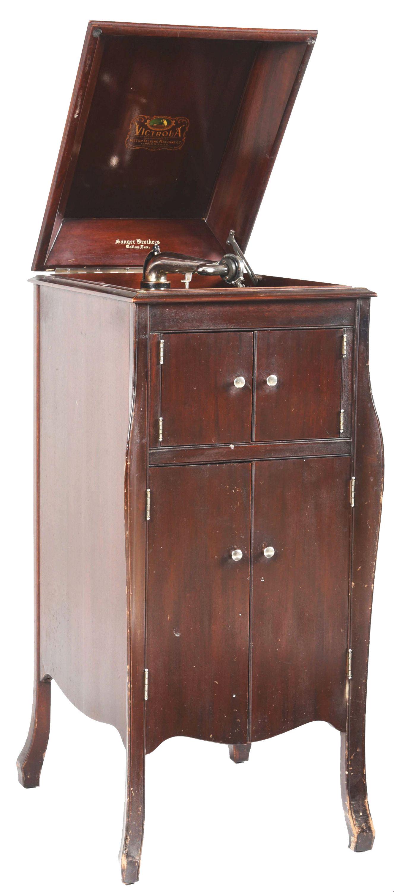 FLOOR MODEL VICTROLA RECORD PLAYER. (1 of 12)