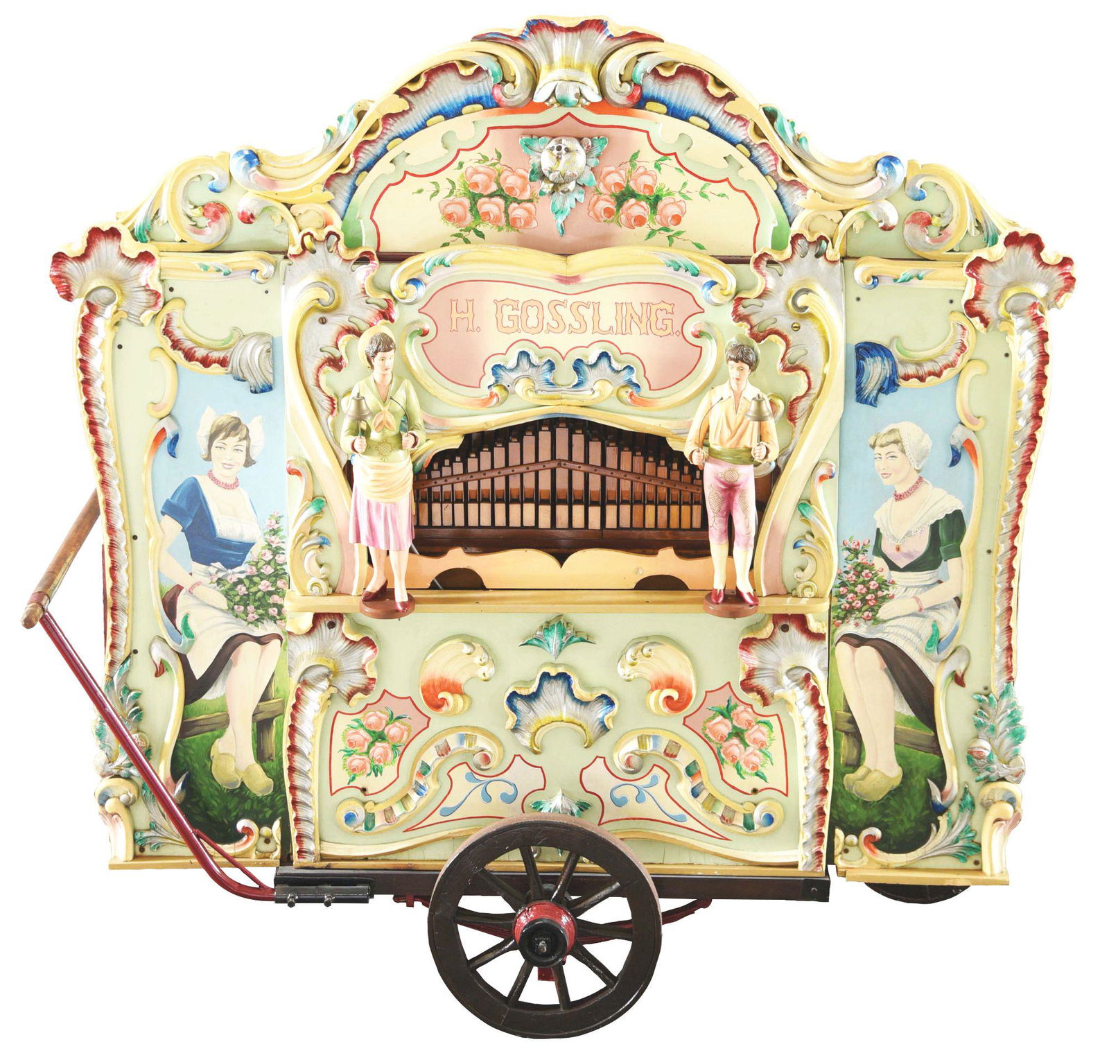 GOSSLING 48 KEY STREET ORGAN “HET BOERINNEKE”.: 1960, HOLLAND: H. Gossling was one of the more recent organ builder of Dutch street organs. This example started its life as a Mortier organ post WWII, and was acquired by Gossling in the 60's and reb