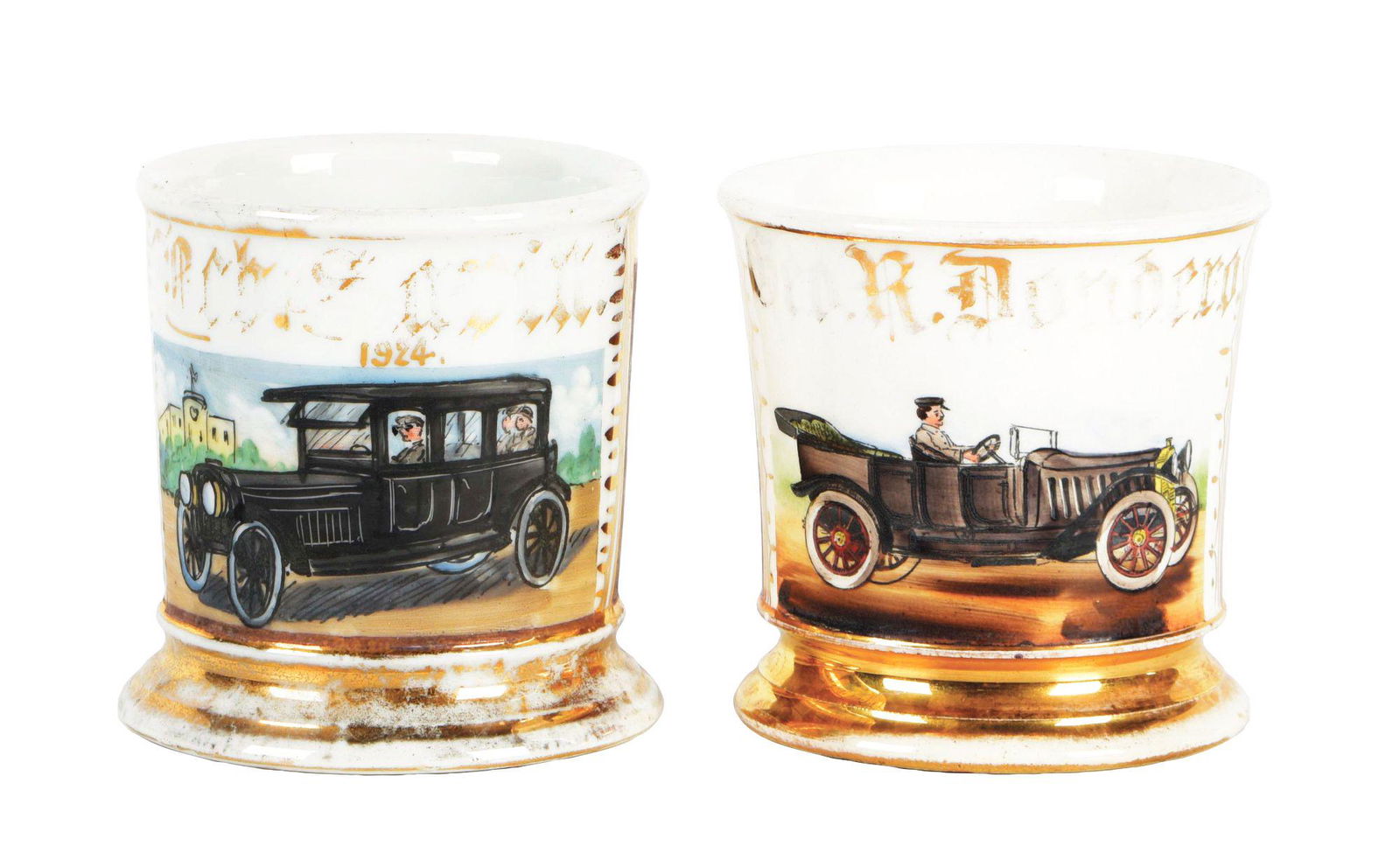 LOT OF 2 AUTOMOBILE SHAVING MUGS. (1 of 5)