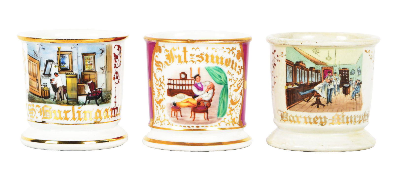 LOT OF 3 BARBER SHAVING MUGS. (1 of 5)