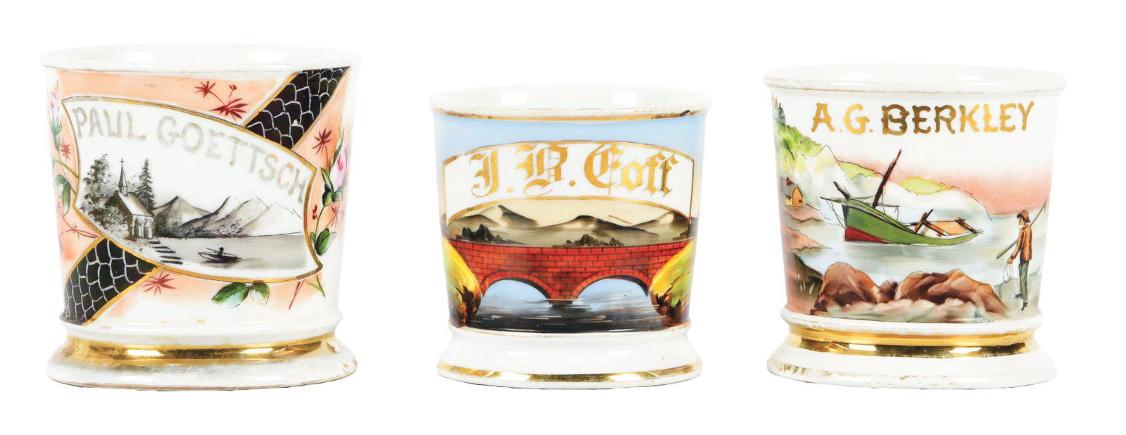 LOT OF 3: SCENIC SHAVING MUGS. (1 of 5)