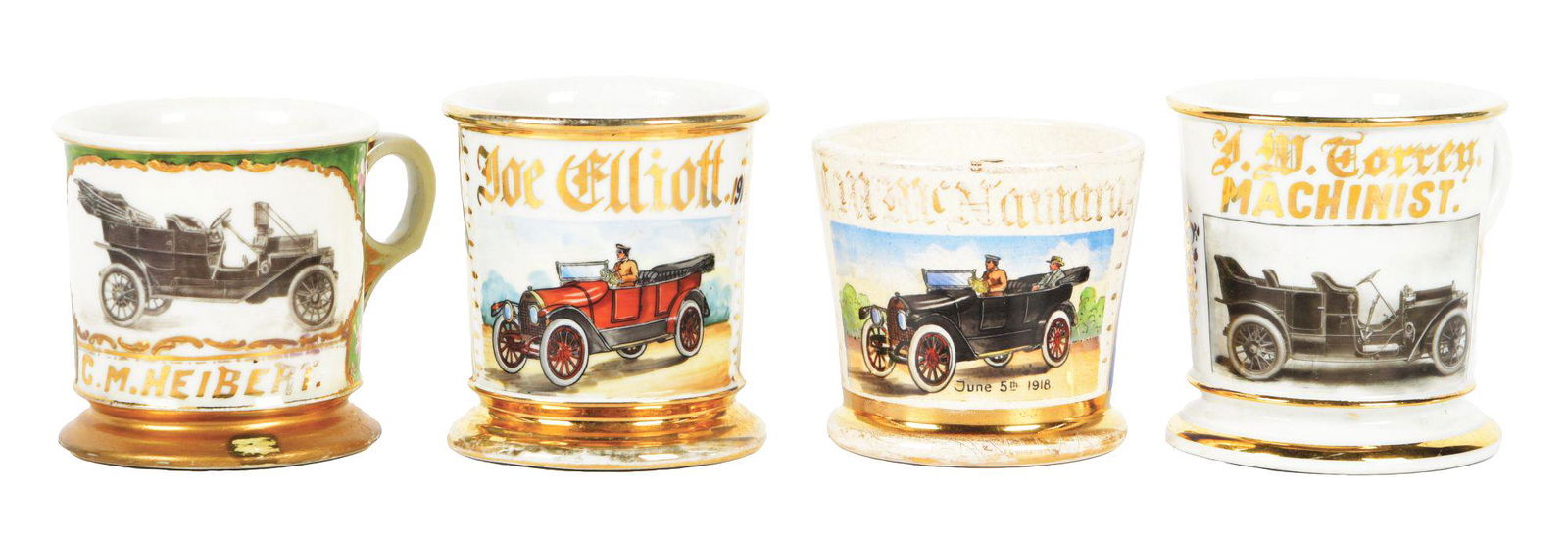 LOT OF 4 AUTOMOBILE SHAVING MUGS. (1 of 5)