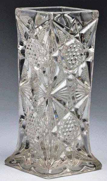 Glass Soda Fountain Straw Holder.: Description Circa early 1900s. Glass soda fountain straw holder in Illinois pattern, by U.S. Glass Co. The straw holders were sold both with and without lids. Condition (Excellent). Size 9 - 1/2" T.