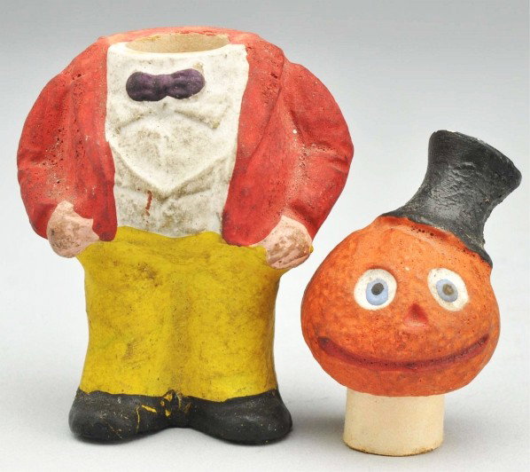 Composition Pumpkin Head Candy Container. - 3