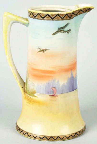 Hand-painted Nippon Airplane Chocolate Pot.: Description No damage. Missing lid. Condition (Excellent). Size 9" T.