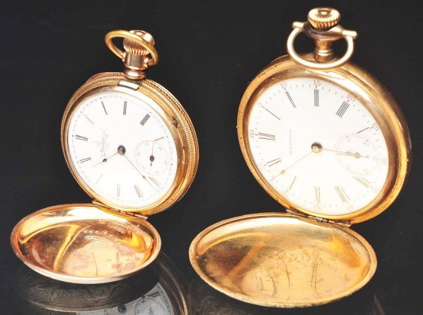 Lot of 2: Gold-Filled Pocket Watches.: Description Includes one size 16 hunter case and one size 6 hunter case. Both with nice cases.