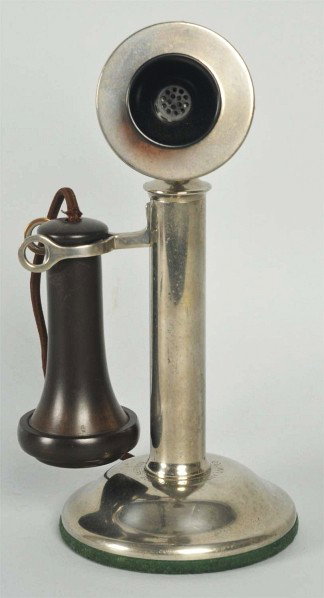 Northern Electric 20PC Candlestick Telephone.: Description Circa 1905. Nickeled brass. Marked on base and cup, unmarked receiver, and bad cord. Condition (Excellent). Size 11" T.
