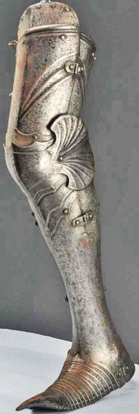 Entire Leg Defense for Left Leg.: Description Most likely 19th century. Piece was made in the style of the gothic period. Features nice classic gothic style decoration, including fluting and scallop borders. The outer surface is cover
