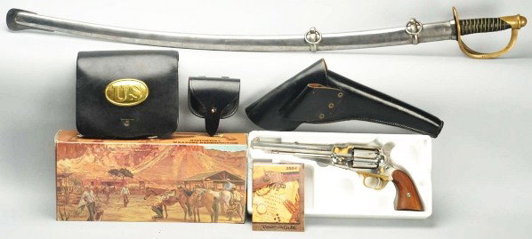 Remington 1858 News Model Army Revolver.: Description Serial # R335179. Caliber: .44. Made by Historical Weapon Reproductions. Black powder only. Revolver has never been fired. Original box. Model name: Remington Inox. Includes black leather 
