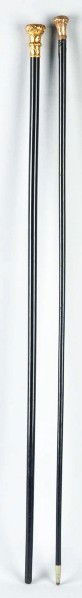 Lot of 2: Antique Walking Stick Canes.: Description Both with gold tops. Condition (Excellent). Size Largest: 35" L.