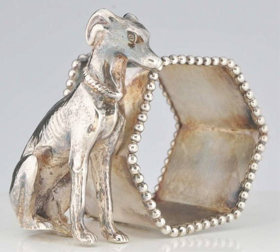 Greyhound Or Whippet Figural Napkin Ring.