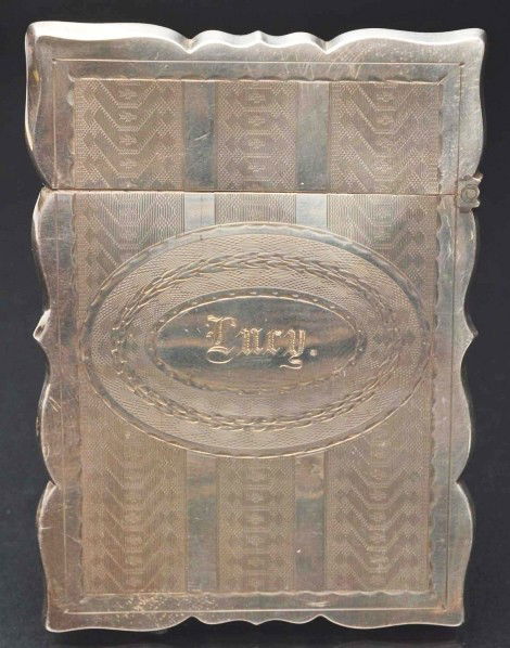 Victorian Calling Card Case.: Description Sterling silver with "Lucy" engraved on one side. Condition (Excellent). Size 3 - 1/2" T.